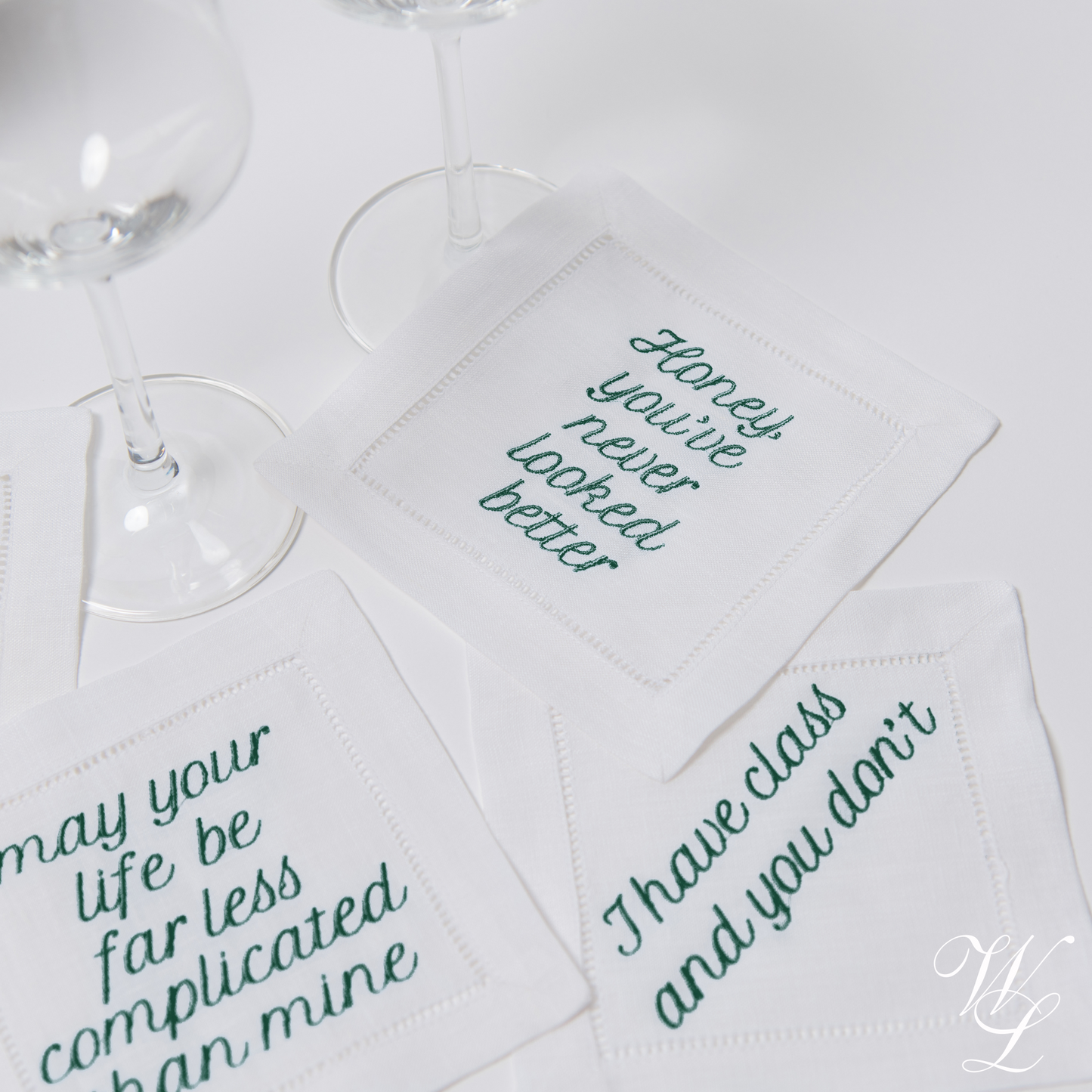 Parent Trap Themed Embroidered Cocktail Napkins, Set of 4
