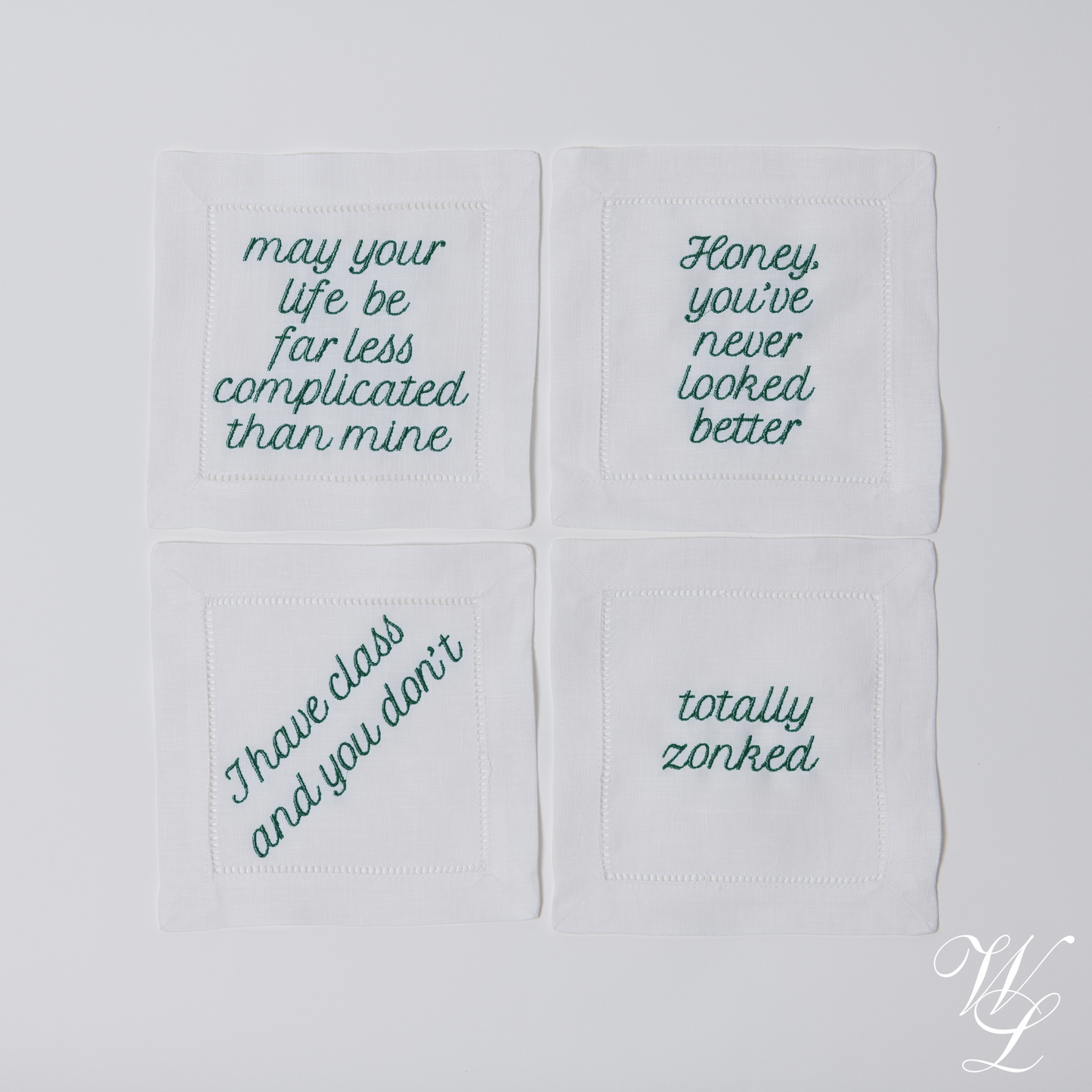 Parent Trap Themed Embroidered Cocktail Napkins, Set of 4