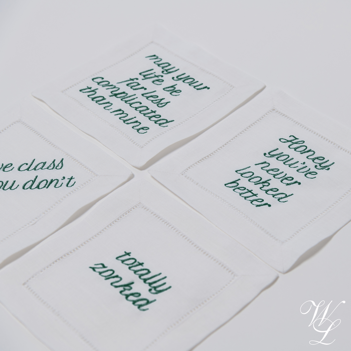 Parent Trap Themed Embroidered Cocktail Napkins, Set of 4