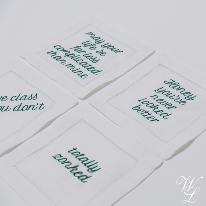 Parent Trap Themed Embroidered Cocktail Napkins, Set of 4
